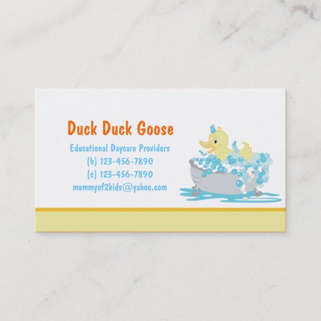 Duck in Tub Daycare or any business card template (Front)