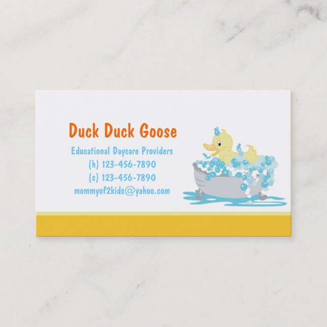 Duck in Tub Daycare or any business card template (Front)