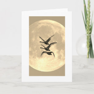DUCK INFRONT OF FULL MOON Folded Note Card