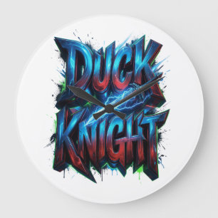 Duck Knight 3D Cyber Graffiti Logo Large Clock
