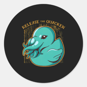 Duck Kraken Release The Quacken Funny Rubber Boxer Classic Round Sticker