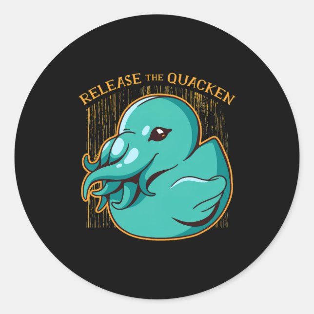 Duck Kraken Release The Quacken Funny Rubber Boxer Classic Round Sticker (Front)