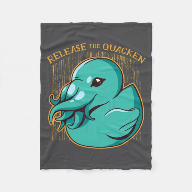 Duck Kraken Release The Quacken Funny Rubber Boxer Fleece Blanket (Front)
