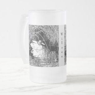 Duck Lake Bird Masculine Black White Lakeside Frosted Glass Beer Mug