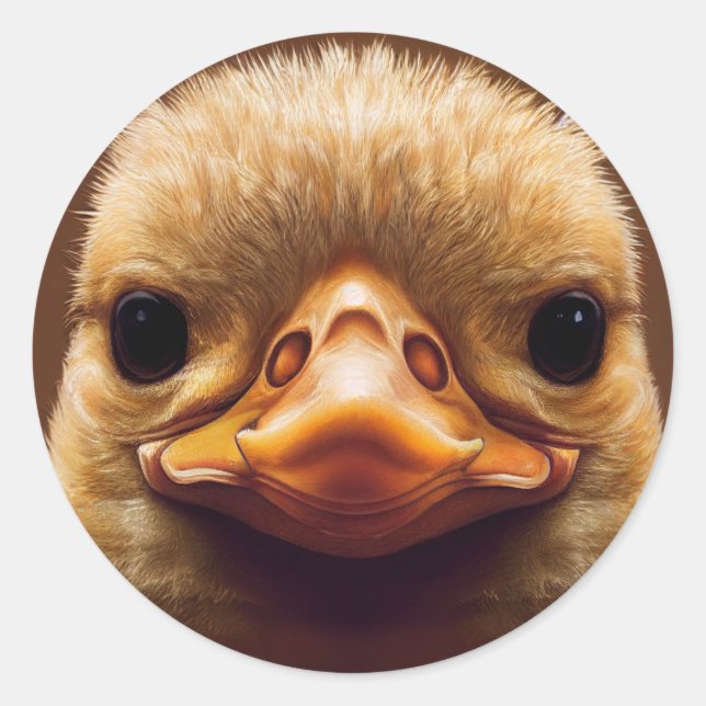 Duck Life Like Portrait Beak with Yellow Feathers Classic Round Sticker (Front)