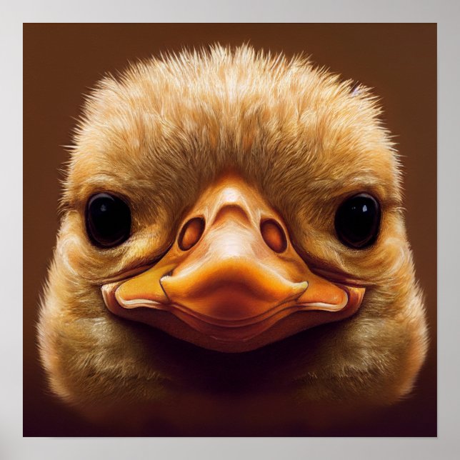 Duck Life Like Portrait Beak with Yellow Feathers Poster (Front)