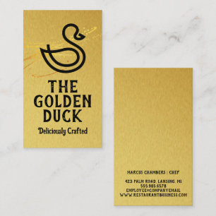 Duck Logo   Golden   Restaurant Business Card