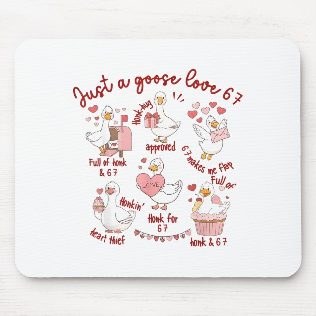 Duck Love 67 Goose Valentine Lover Funny Valentine Mouse Mat (Front)