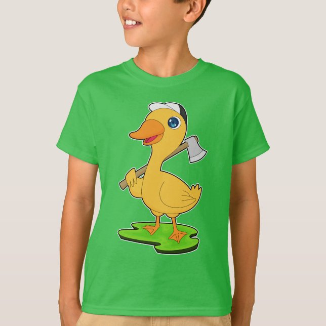 Duck Lumberjack Axe Forest T-Shirt (Front)