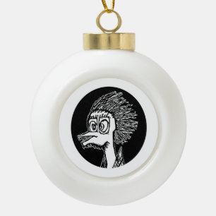 Duck man portrait sketchy drawing ceramic ball christmas ornament