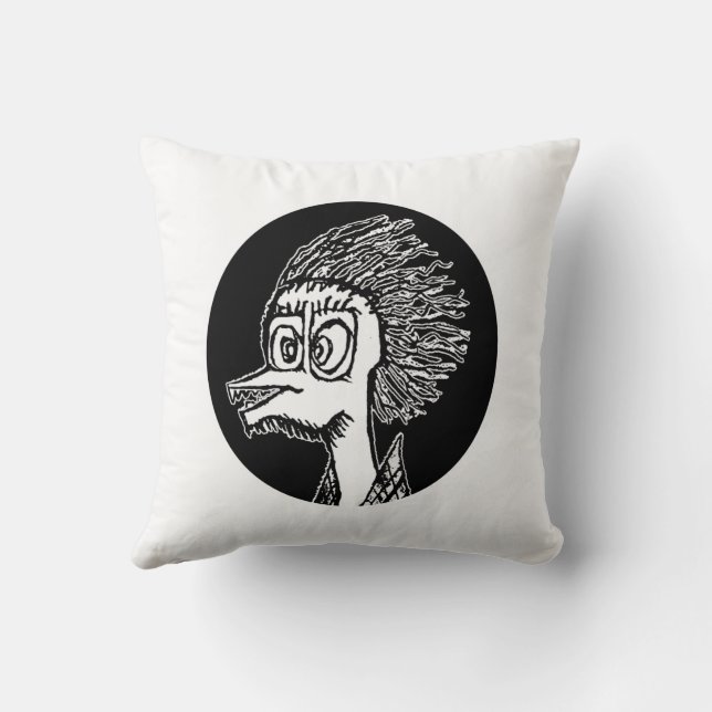Duck man portrait sketchy drawing cushion (Back)