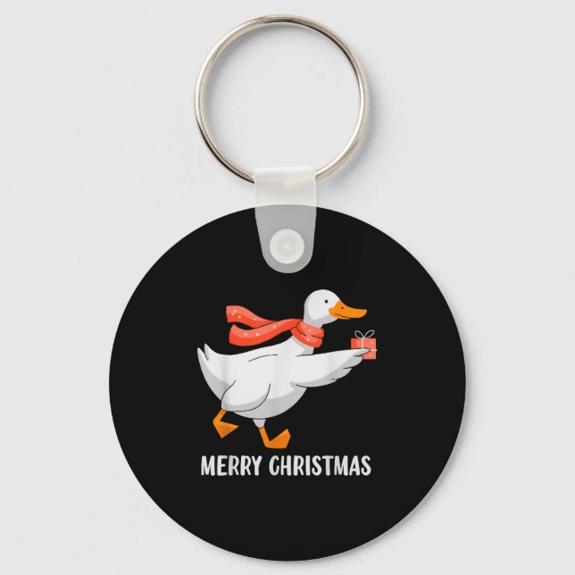 Duck Merry Christmas Light Reindeer Santa Xmas Duc Key Ring (Front)