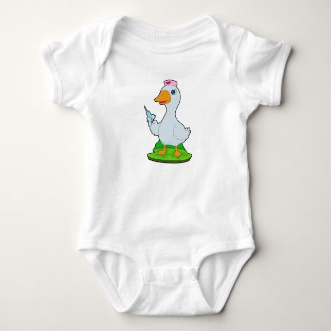 Duck Nurse Syringe Baby Bodysuit (Front)