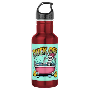 Duck Off Funny Skeleton Design-61161 Framed Art 532 Ml Water Bottle