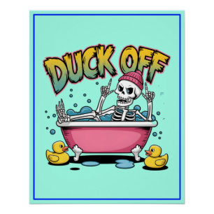 Duck Off Funny Skeleton Design-61161 Framed Art Poster