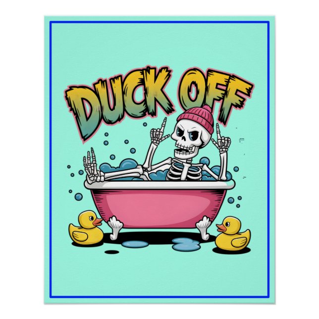 Duck Off Funny Skeleton Design-61161 Framed Art Poster (Front)