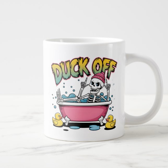 Duck Off Funny Skeleton Design-61161 Large Coffee Mug (Right)