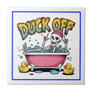Duck Off Funny Skeleton Design-61161 Tile