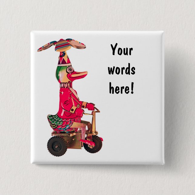 Duck on a Trike 15 Cm Square Badge (Front)