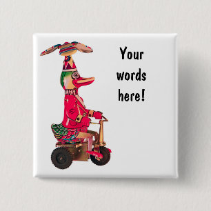 Duck on a Trike 15 Cm Square Badge