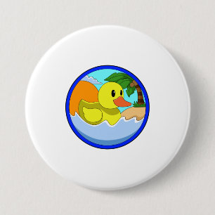 Duck on Beach with Palm trees.PNG 7.5 Cm Round Badge