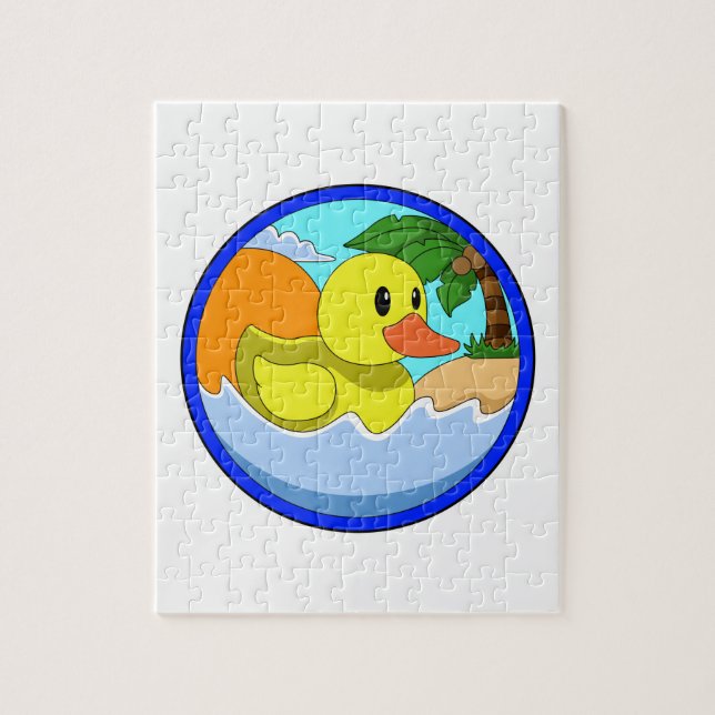 Duck on Beach with Palm trees.PNG Jigsaw Puzzle (Vertical)