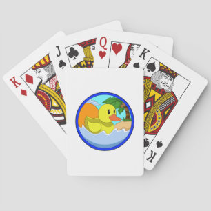 Duck on Beach with Palm trees.PNG Playing Cards