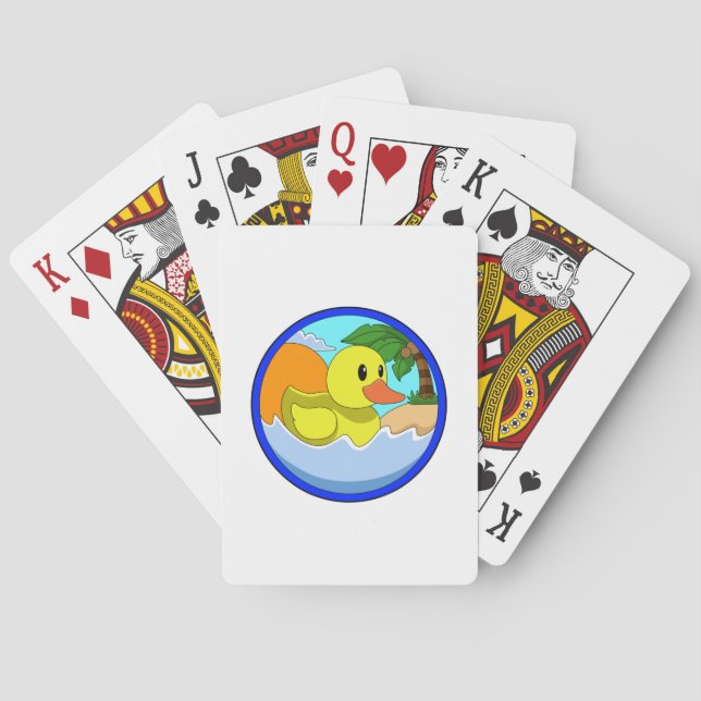 Duck on Beach with Palm trees.PNG Playing Cards (Back)