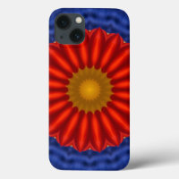 Duck on blue with red kaleidoscope