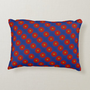 Duck on blue with red kaleidoscope decorative cushion