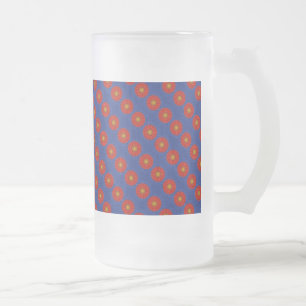 Duck on blue with red kaleidoscope frosted glass beer mug