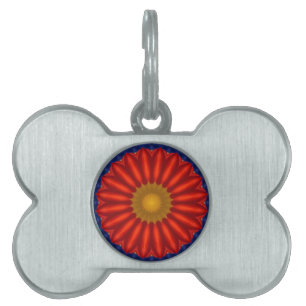Duck on blue with red kaleidoscope pet ID tag