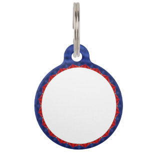 Duck on blue with red kaleidoscope pet tag