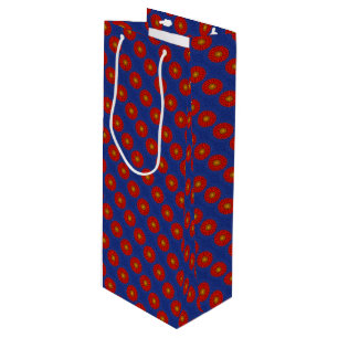 Duck on blue with red kaleidoscope wine gift bag