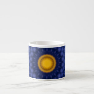 Duck on blue with yellow kaleidoscope espresso cup