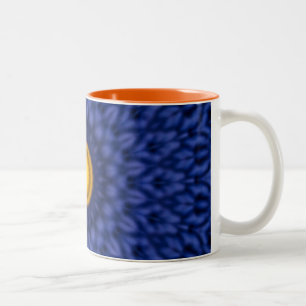 Duck on blue with yellow kaleidoscope Two-Tone coffee mug