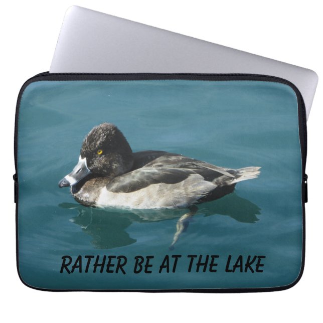 Duck on Water Black White Bird Nature Lover Lake Laptop Sleeve (Front)