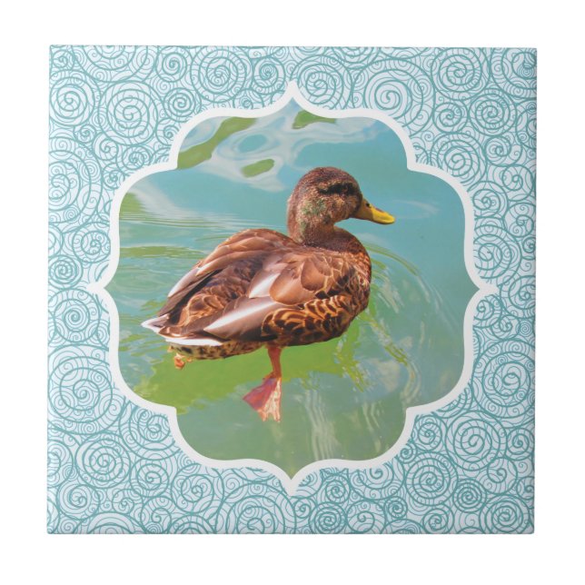 Duck on Water Teal Tile (Front)