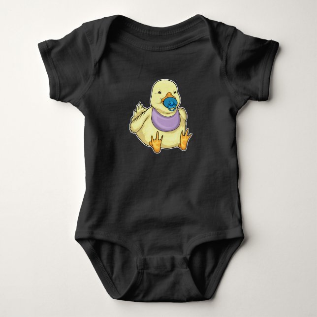 Duck Pacifier Bib Baby Bodysuit (Front)
