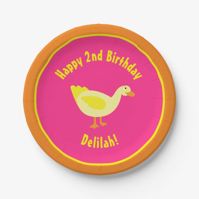 Duck Paper Plates Animal Birthday Party (Front)