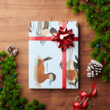 Duck Pattern on Blue Background Wrapping Paper
