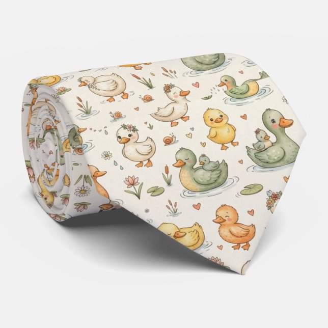 Duck Pattern Tie (Rolled)