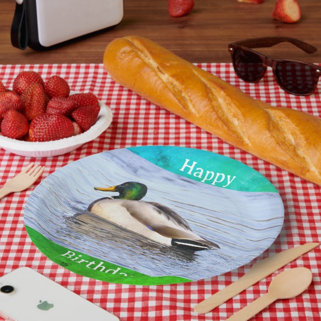 Duck Photo Birthday Paper Plate (Picnic)