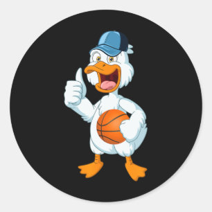 Duck Playing Basketball Costume Basketball Player  Classic Round Sticker