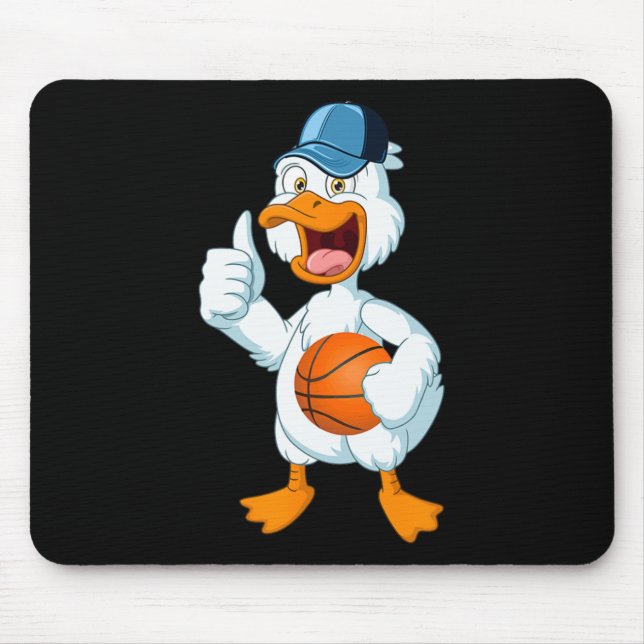 Duck Playing Bysketbyll Costume Bysketbyll Player  Mouse Mat (Front)