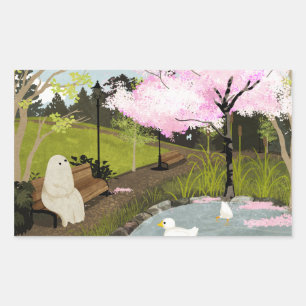 Duck Pond - Spring Rectangular Sticker