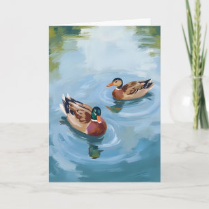 Duck Pond Watercolor Painted Card