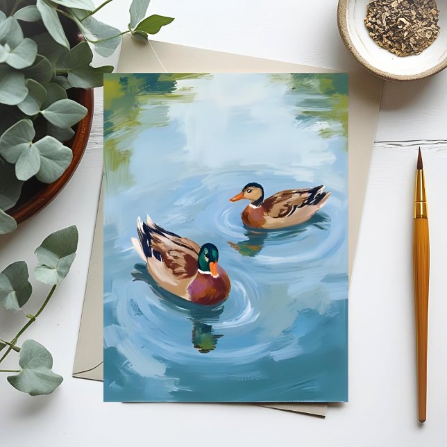 Duck Pond Watercolor Painted Postcard (Creator Uploaded)