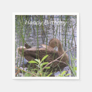 Duck Preening in the Reeds Napkin