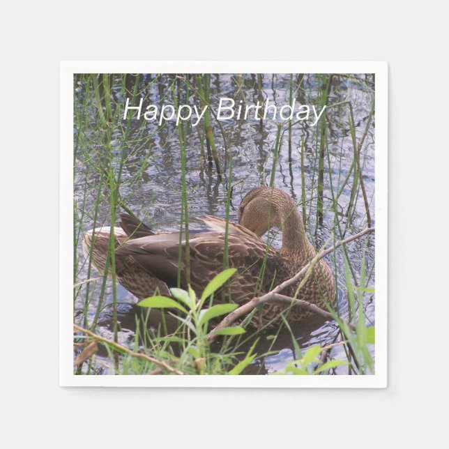 Duck Preening in the Reeds Napkin (Front)